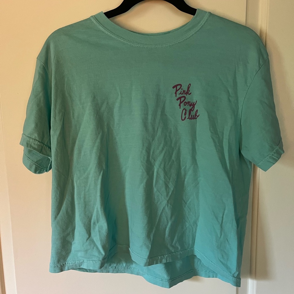 Comfort Colors Aqua Tee with Pink Text